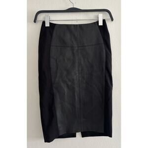 Karen Millen Faux Leather Panel Black Pencil Skirt Size 4